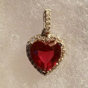 925 Sterling Silver Ruby Heart pendant 1/2 inch